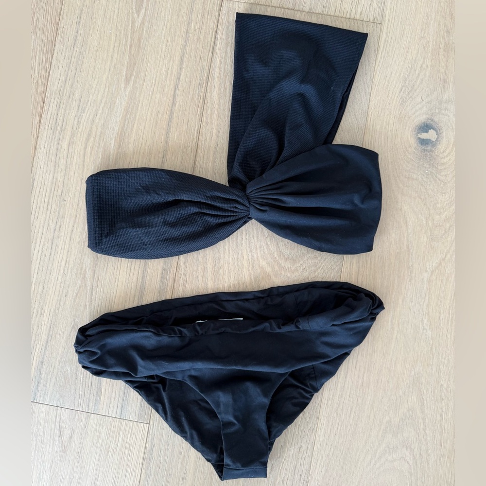 Marysia Swim Black venice knot tie one shoulder Bikini (size S top & M bottoms) - Picture 2 of 11